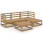 vidaXL Muebles de jardín 5 piezas marrón miel madera maciza de pino
