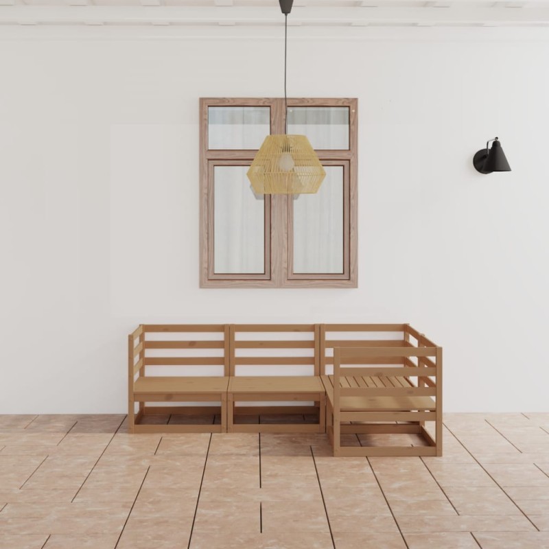 vidaXL Muebles de jardín 4 piezas marrón miel madera madera de pino