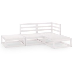 vidaXL Set de salón de jardín de 4 piezas blanco madera maciza de pino