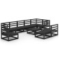 vidaXL Juego de muebles de jardín 10 pzas negro madera maciza de pino vidaXL Juego de muebles de jardín 10 pzas negro madera maciza de pino