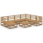 vidaXL Muebles de jardín 8 piezas marrón miel madera maciza de pino