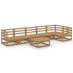 vidaXL Muebles de jardín 7 piezas marrón miel madera maciza de pino 