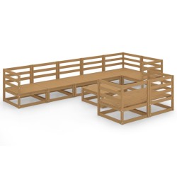 vidaXL Muebles de jardín 9 piezas marrón miel madera maciza de pino