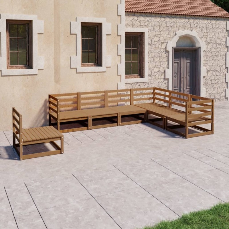 vidaXL Muebles de jardín 7 piezas marrón miel madera maciza de pino vidaXL Muebles de jardín 7 piezas marrón miel madera maciza de pino