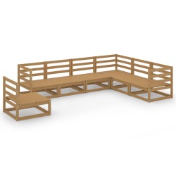 vidaXL Muebles de jardín 7 piezas marrón miel madera maciza de pino