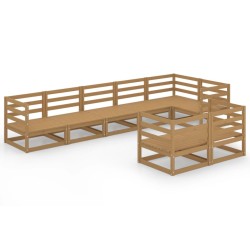 vidaXL Muebles de jardín 8 piezas marrón miel madera maciza de pino 