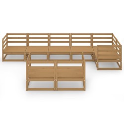 vidaXL Muebles de jardín 8 piezas marrón miel madera maciza de pino 