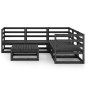 vidaXL Juego de muebles de jardín 6 piezas negro madera maciza de pino vidaXL Juego de muebles de jardín 6 piezas negro madera maciza de pino