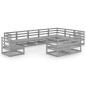 vidaXL Muebles de jardín 10 piezas gris madera de pino maciza vidaXL Muebles de jardín 10 piezas gris madera de pino maciza