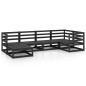 vidaXL Juego de muebles de jardín 6 piezas negro madera maciza de pino