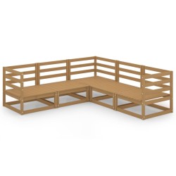 vidaXL Muebles de jardín 5 piezas marrón miel madera maciza de pino