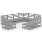 vidaXL Juego de muebles de jardín 9 pzas y cojines gris madera pino vidaXL Juego de muebles de jardín 9 pzas y cojines gris madera pino