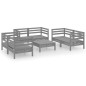 vidaXL Juego de muebles de jardín 7 piezas madera maciza de pino gris vidaXL Juego de muebles de jardín 7 piezas madera maciza de pino gris