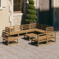 vidaXL Muebles de jardín 10 pzas y cojines marrón miel madera pino vidaXL Muebles de jardín 10 pzas y cojines marrón miel madera pino