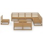 vidaXL Muebles de jardín 10 pzas y cojines marrón miel madera pino vidaXL Muebles de jardín 10 pzas y cojines marrón miel madera pino