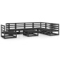 vidaXL Juego de muebles de jardín 8 piezas negro madera maciza de pino