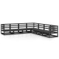 vidaXL Juego de muebles de jardín 7 piezas negro madera maciza de pino