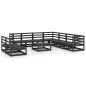 vidaXL Juego de muebles de jardín 10 pzas y cojines negro madera pino vidaXL Juego de muebles de jardín 10 pzas y cojines negro madera pino