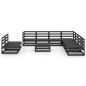 vidaXL Juego de muebles de jardín 10 pzas y cojines negro madera pino vidaXL Juego de muebles de jardín 10 pzas y cojines negro madera pino