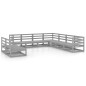 vidaXL Juego de muebles de jardín 9 piezas gris madera maciza de pino vidaXL Juego de muebles de jardín 9 piezas gris madera maciza de pino