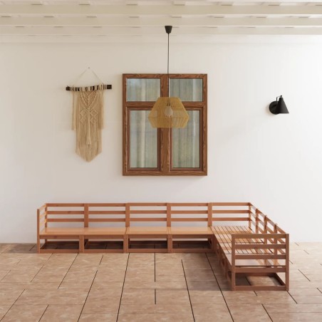 vidaXL Muebles de jardín 8 piezas marrón miel madera maciza de pino