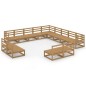vidaXL Set de muebles de jardín 13 pzas madera maciza pino marrón miel vidaXL Set de muebles de jardín 13 pzas madera maciza pino marrón miel