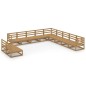 vidaXL Muebles de jardín 11 pzas y cojines marrón miel madera pino