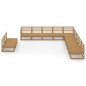 vidaXL Muebles de jardín 11 pzas y cojines marrón miel madera pino