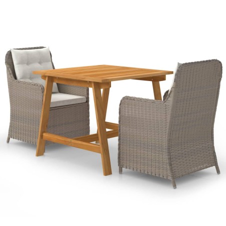vidaXL Juego de comedor para jardín de 3 piezas marrón