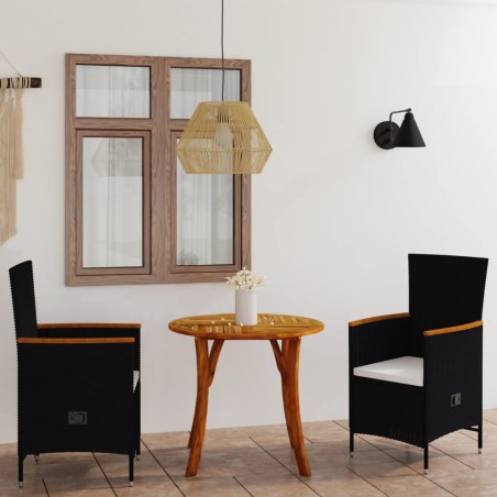 vidaXL Juego de comedor para jardín 3 piezas negro