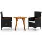 vidaXL Juego de comedor para jardín 3 piezas negro vidaXL Juego de comedor para jardín 3 piezas negro