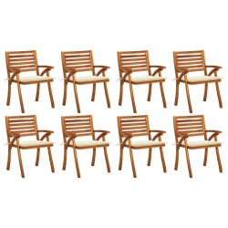 vidaXL Sillas de jardín 8 uds madera maciza de teca con cojines