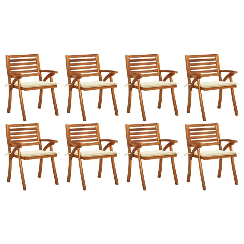 vidaXL Sillas de jardín 8 uds madera maciza de teca con cojines vidaXL Sillas de jardín 8 uds madera maciza de teca con cojines
