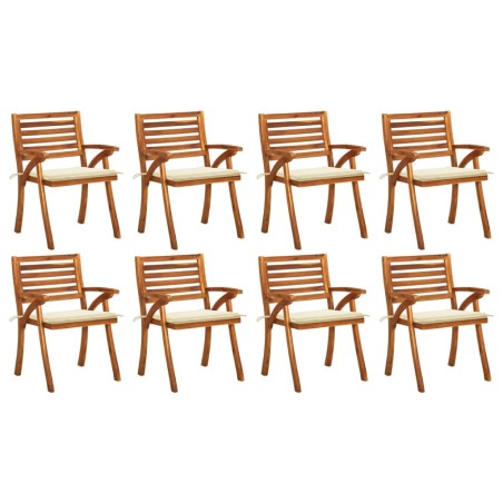 vidaXL Sillas de jardín 8 uds madera maciza de teca con cojines