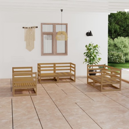 vidaXL Muebles de jardín 6 piezas marrón miel madera maciza de pino