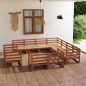 vidaXL Muebles de jardín 11 piezas marrón miel madera maciza de pino vidaXL Muebles de jardín 11 piezas marrón miel madera maciza de pino