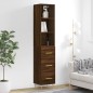 vidaXL Aparador alto madera contrachapada roble marrón 34,5x34x180 cm