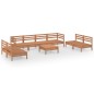 vidaXL Juego muebles de jardín 9 pzas madera maciza pino marrón miel vidaXL Juego muebles de jardín 9 pzas madera maciza pino marrón miel
