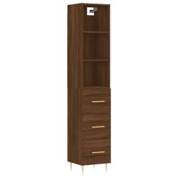 vidaXL Aparador alto madera contrachapada roble marrón 34,5x34x180 cm