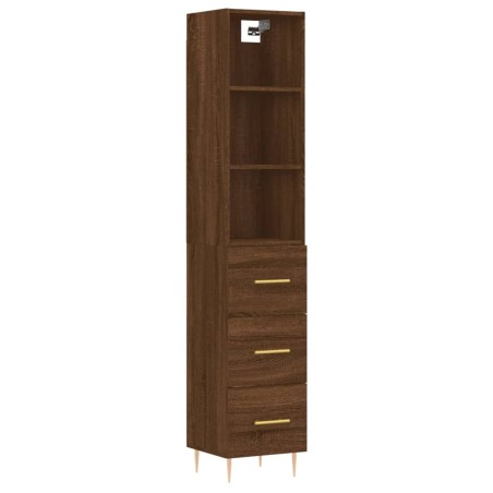 vidaXL Aparador alto madera contrachapada roble marrón 34,5x34x180 cm