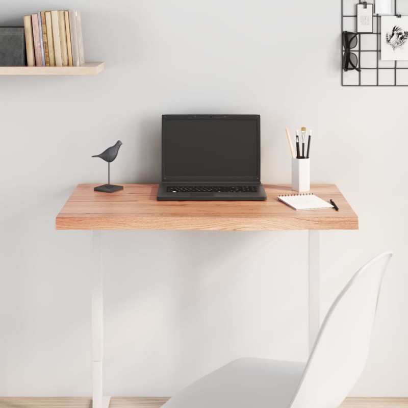 vidaXL Tablero mesa madera roble tratada marrón claro 80x50x(2-4) cm vidaXL Tablero mesa madera roble tratada marrón claro 80x50x(2-4) cm