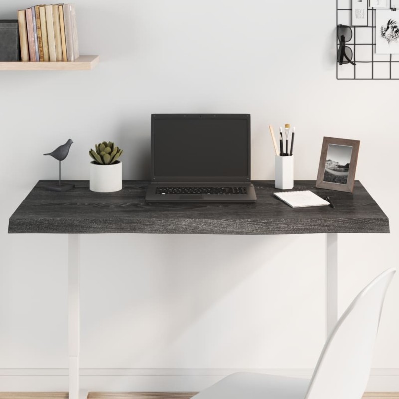 vidaXL Tablero mesa madera roble tratada gris oscuro 100x40x(2-4) cm vidaXL Tablero mesa madera roble tratada gris oscuro 100x40x(2-4) cm