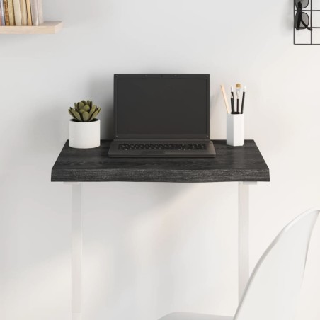 vidaXL Tablero mesa madera roble tratada gris oscuro 60x50x(2-4) cm