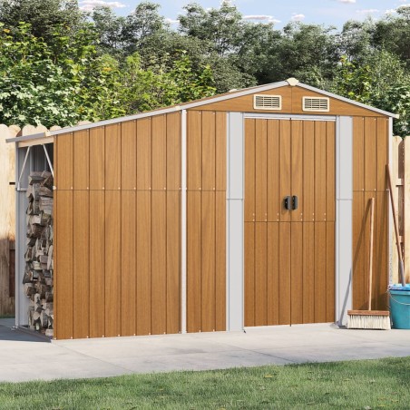 vidaXL Cobertizo de jardín acero galvanizado marrón 277x93x179 cm