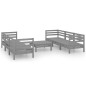 vidaXL Juego de muebles de jardín 7 piezas madera maciza de pino gris vidaXL Juego de muebles de jardín 7 piezas madera maciza de pino gris