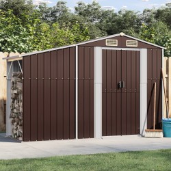 vidaXL Cobertizo de jardín acero galvanizado marrón 277x93x179 cm