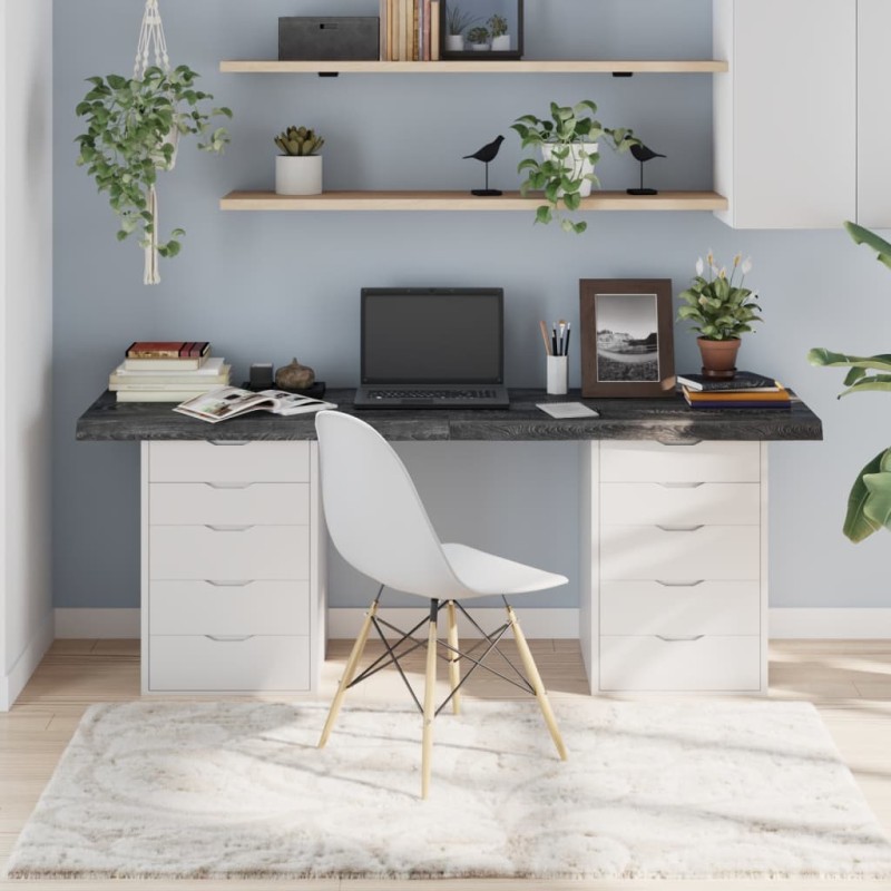 vidaXL Tablero mesa madera roble tratada gris oscuro 180x40x(2-6) cm vidaXL Tablero mesa madera roble tratada gris oscuro 180x40x(2-6) cm