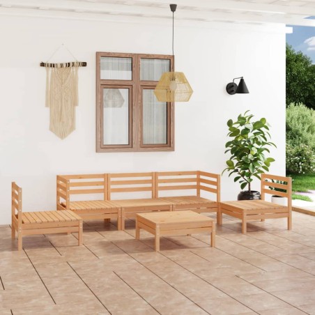 vidaXL Juego de muebles de jardín 6 piezas madera maciza de pino