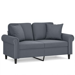vidaXL Sofá de 2 plazas con cojines terciopelo gris oscuro 120 cm
