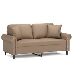 vidaXL Sofá de 2 plazas con cojines cuero sintético capuchino 140 cm